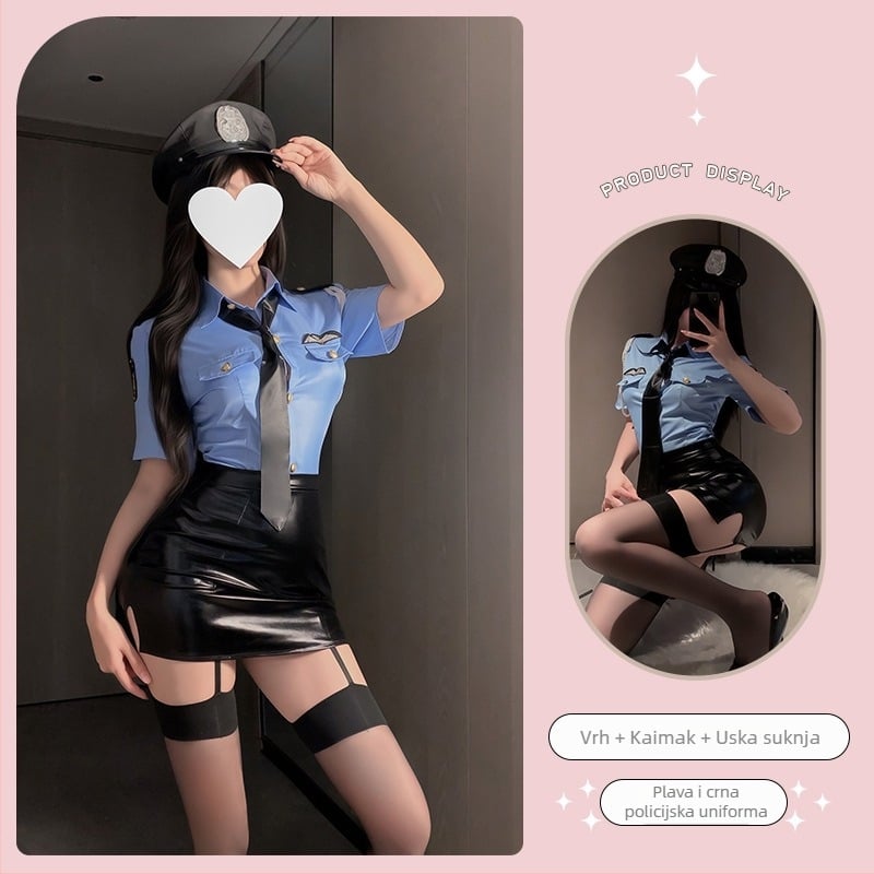 Cosplay uniformni set: Cartoon stil, poliester tkanina, mini suknja, rever ovratnik, rukavi 3/4