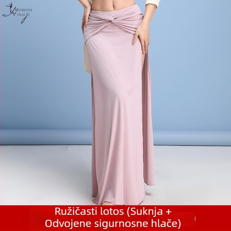 Haljina za belly dance za praksu s dugim otvorom, za početnike, od spandexa i imitacije brokata