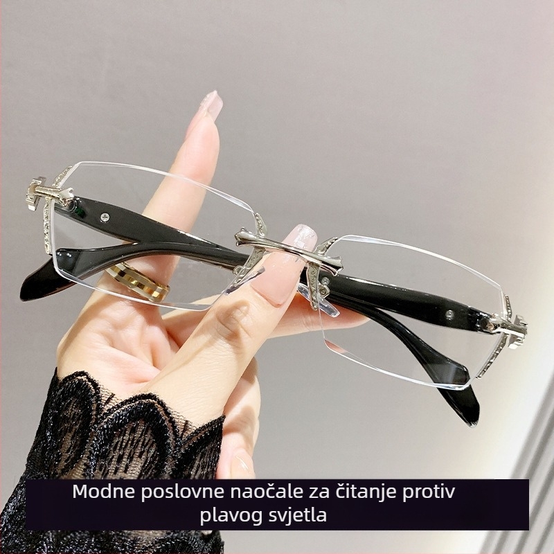 Naočale za čitanje bez okvira s anti-plavim svjetlom, metalna konstrukcija, leće visoke rezolucije za odrasle, mono-fokalne.
