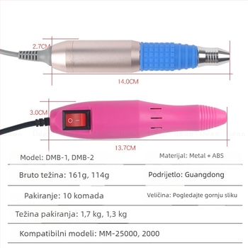 Alat za brušenje i poliranje noktiju s zamjenjivom drškom | Materijal: ABD + aluminijska legura | Marka: HOGFN
