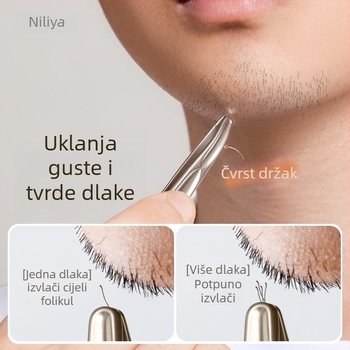 Niliya visokoprecizne pincete za obrve od nehrđajućeg čelika, alat za uklanjanje dlačica s brade i obrva, veličina 9×0,5 cm