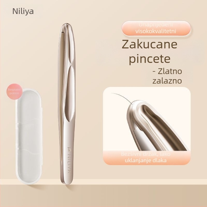 Niliya visokoprecizne pincete za obrve od nehrđajućeg čelika, alat za uklanjanje dlačica s brade i obrva, veličina 9×0,5 cm