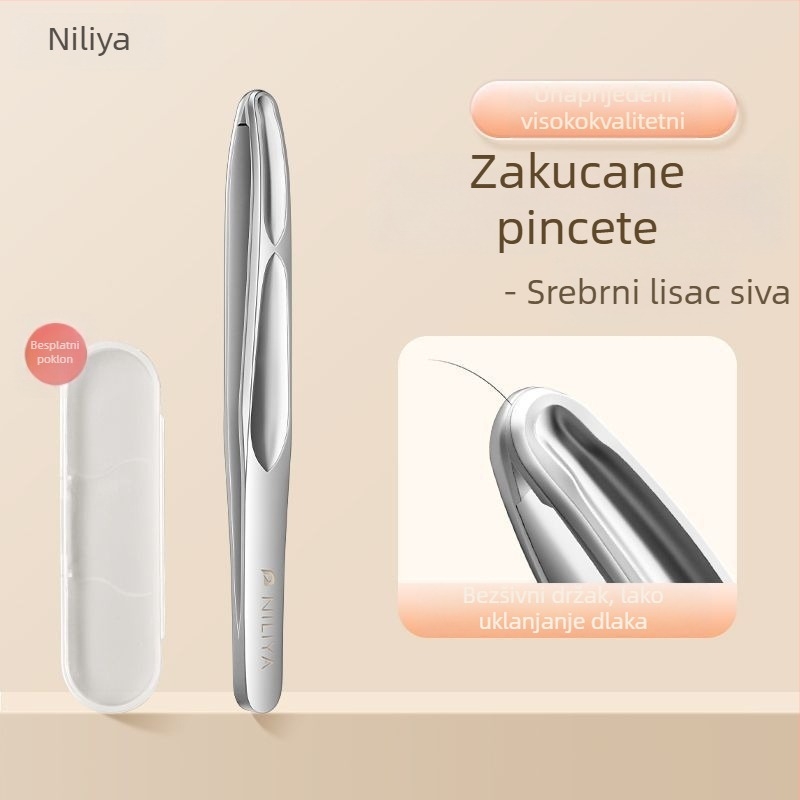 Niliya visokoprecizne pincete za obrve od nehrđajućeg čelika, alat za uklanjanje dlačica s brade i obrva, veličina 9×0,5 cm