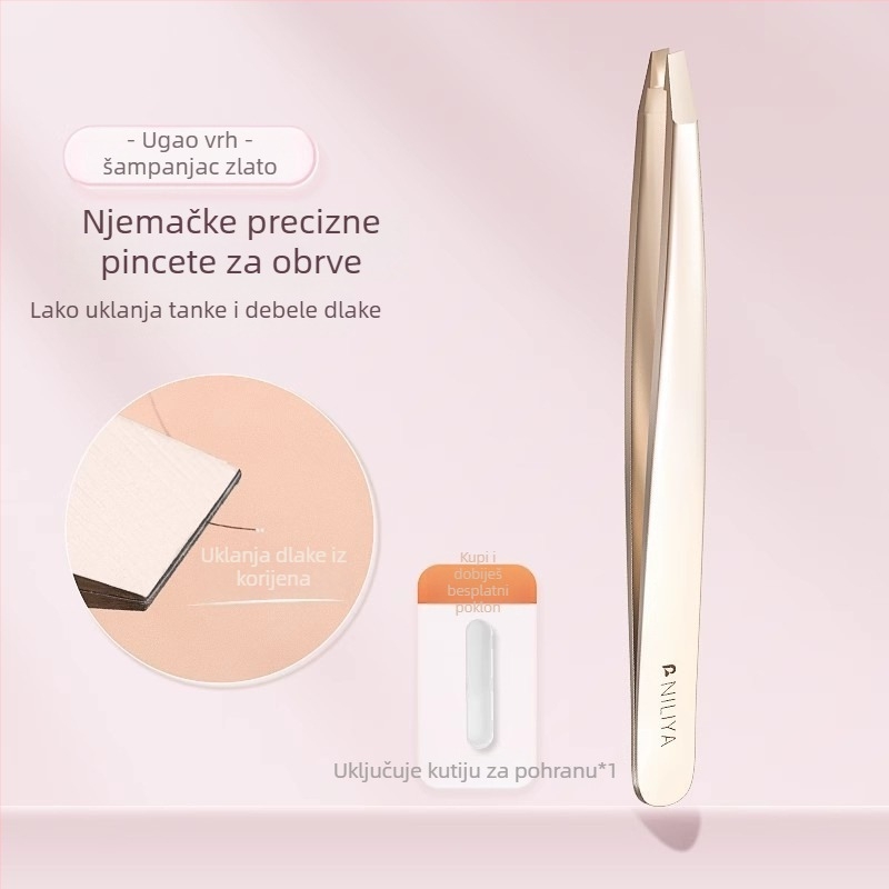 Niliya visokoprecizne pincete za obrve od nehrđajućeg čelika, alat za uklanjanje dlačica s brade i obrva, veličina 9×0,5 cm