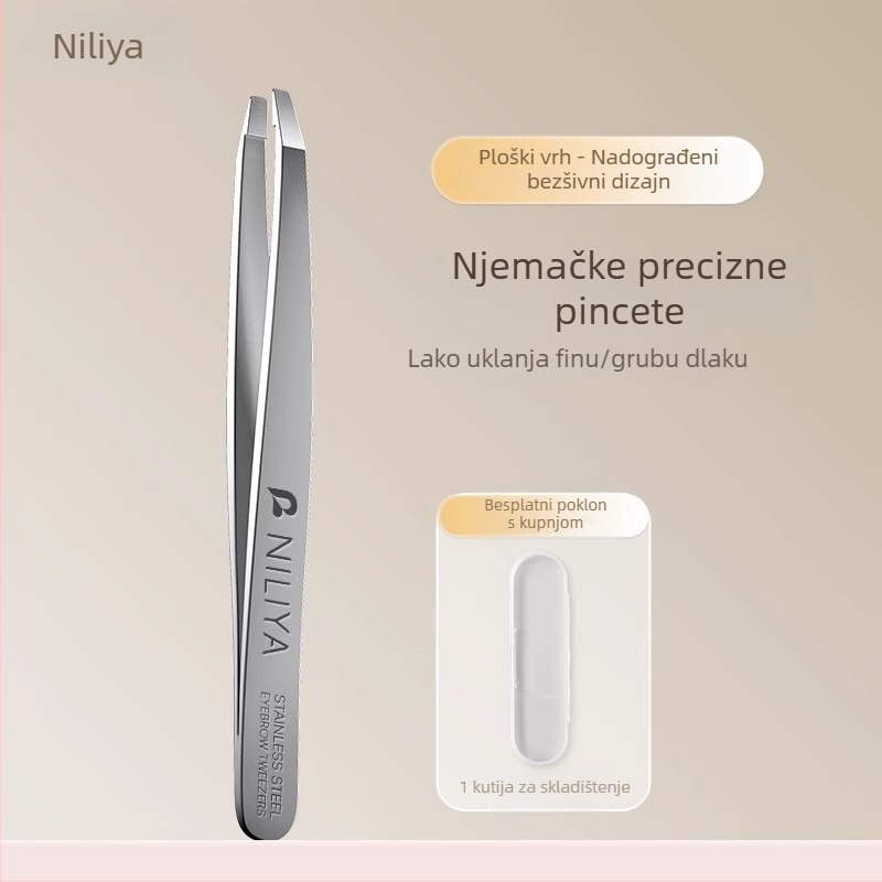 Niliya visokoprecizne pincete za obrve od nehrđajućeg čelika, alat za uklanjanje dlačica s brade i obrva, veličina 9×0,5 cm