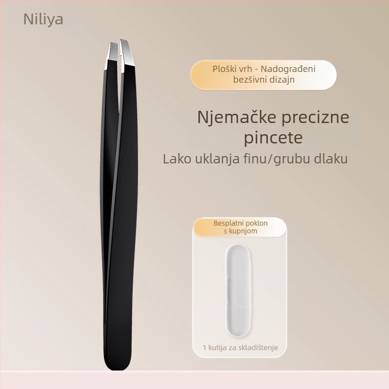 Niliya visokoprecizne pincete za obrve od nehrđajućeg čelika, alat za uklanjanje dlačica s brade i obrva, veličina 9×0,5 cm