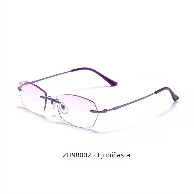 Bezokvirne naočale za čitanje s zaštitom od plavog svjetla, anti-umor dizajn za presbiopiju, elegantne naočale s rubovima izrezbarenim dijamantom