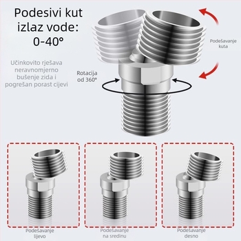 Jiangwei Bakreni Dodatci za Slavine – Podesivi zakrivljeni kut produživač za tuš, Univerzalni spoj cijevi Topla/Hladna voda, Ručna izrada, Moderan minimalistički stil