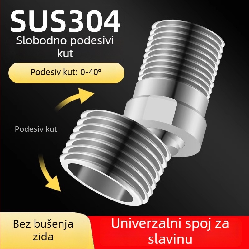 Jiangwei Bakreni Dodatci za Slavine – Podesivi zakrivljeni kut produživač za tuš, Univerzalni spoj cijevi Topla/Hladna voda, Ručna izrada, Moderan minimalistički stil