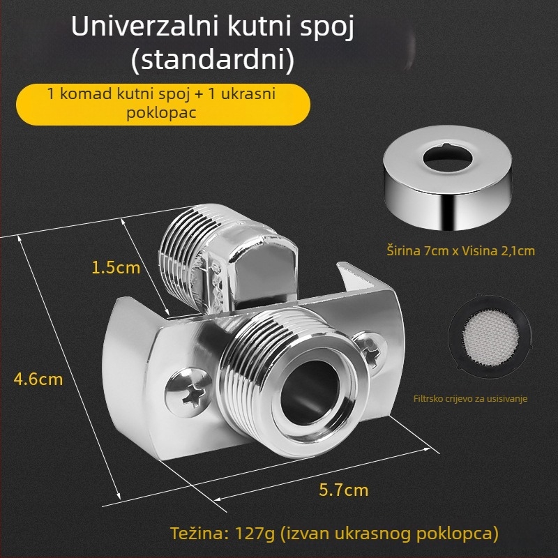 Jiangwei Bakreni Dodatci za Slavine – Podesivi zakrivljeni kut produživač za tuš, Univerzalni spoj cijevi Topla/Hladna voda, Ručna izrada, Moderan minimalistički stil