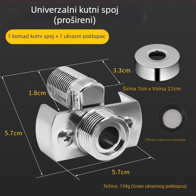 Jiangwei Bakreni Dodatci za Slavine – Podesivi zakrivljeni kut produživač za tuš, Univerzalni spoj cijevi Topla/Hladna voda, Ručna izrada, Moderan minimalistički stil