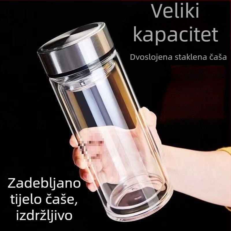 Čaša za čaj od borosilikatnog stakla sa slamkom, otporna na padove, jednovrstna, prenosiva