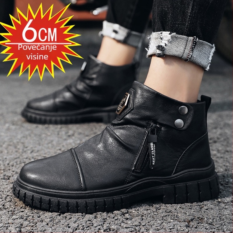 Kožne čizme Martin za muškarce, PU gornji dio, gumeni potplat, okrugli vrh, vezanje sprijeda