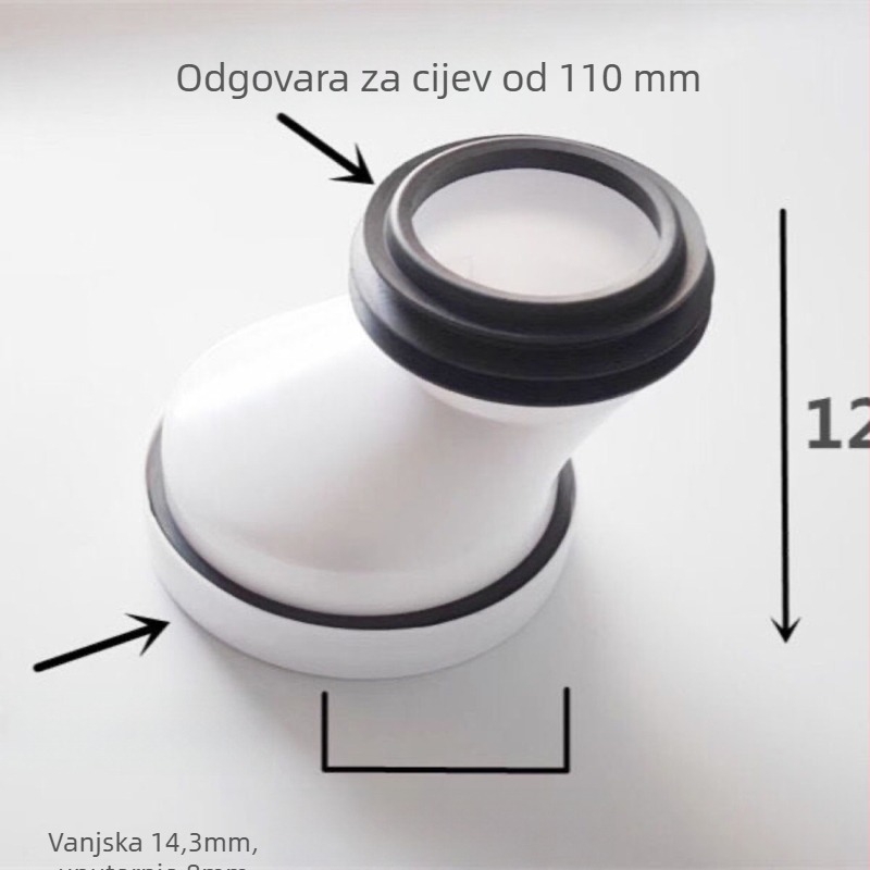 Toaletni odvodni spoj, debeli PP cijev, zidni nosač, vodovodno priključivanje