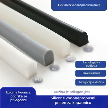 Silikonska traka za zadržavanje vode – samolijepljiva, moderni minimalistički stil kupaonice, odvajanje mokre i suhe zone