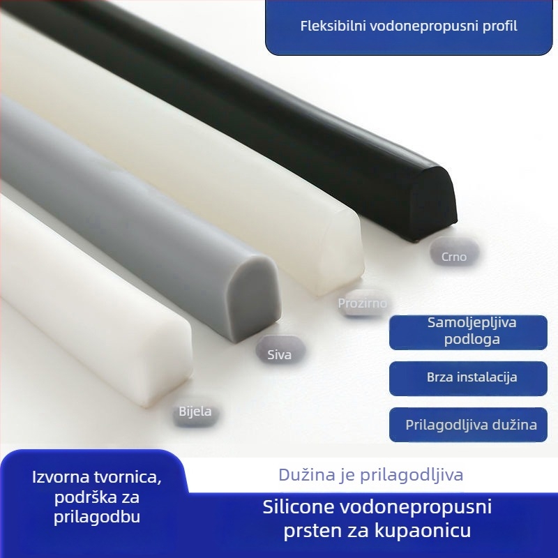 Silikonska traka za zadržavanje vode – samolijepljiva, moderni minimalistički stil kupaonice, odvajanje mokre i suhe zone