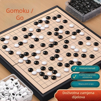 Magnetski Go i Gomoku skup za djecu — prijenosna standardna šahovska ploča s magnetskim figuricama