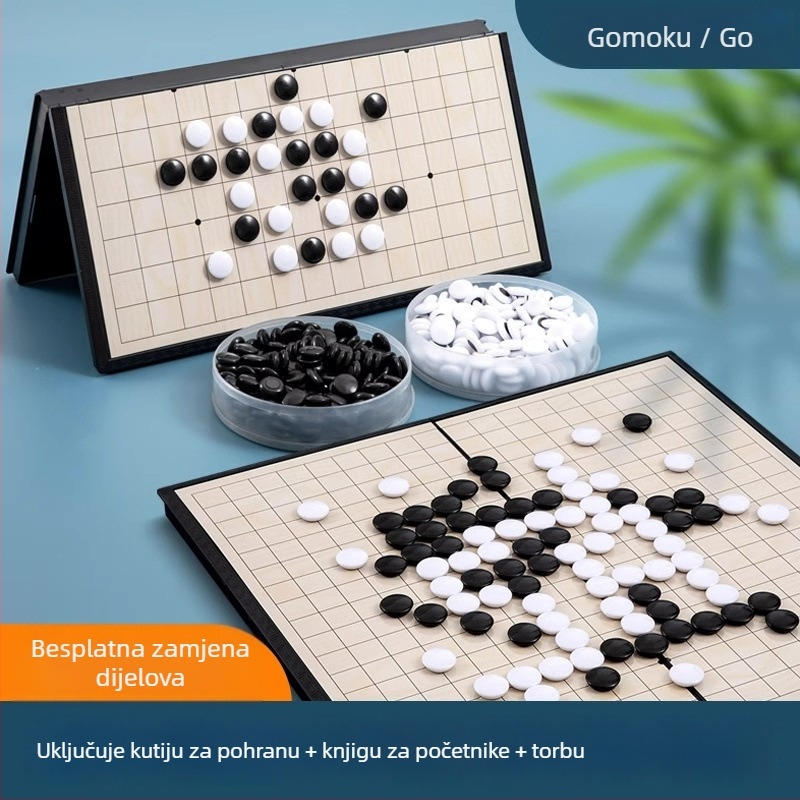 Magnetski Go i Gomoku skup za djecu — prijenosna standardna šahovska ploča s magnetskim figuricama