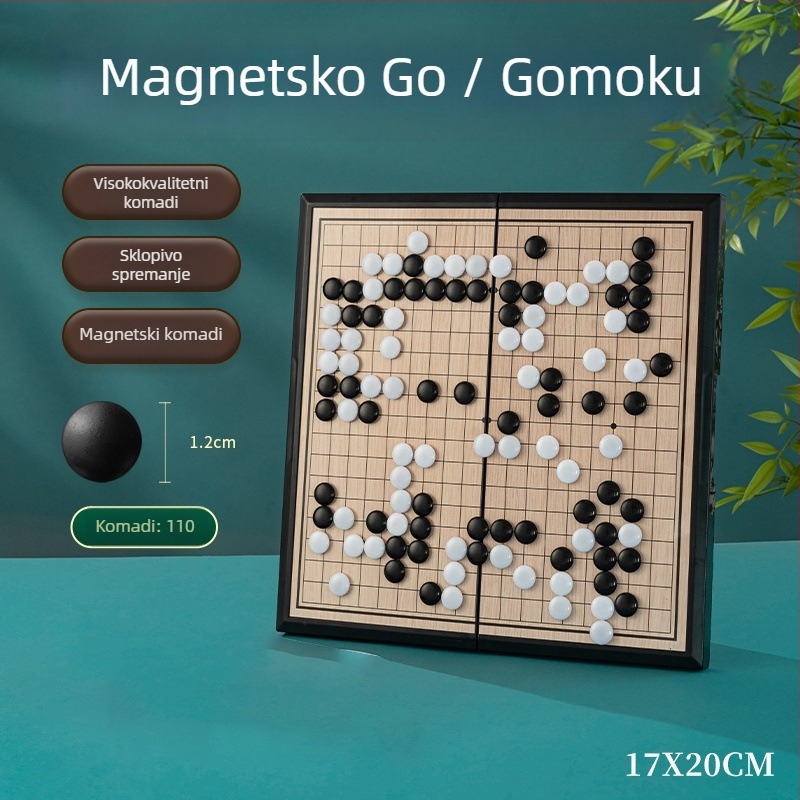 Magnetski Go i Gomoku skup za djecu — prijenosna standardna šahovska ploča s magnetskim figuricama