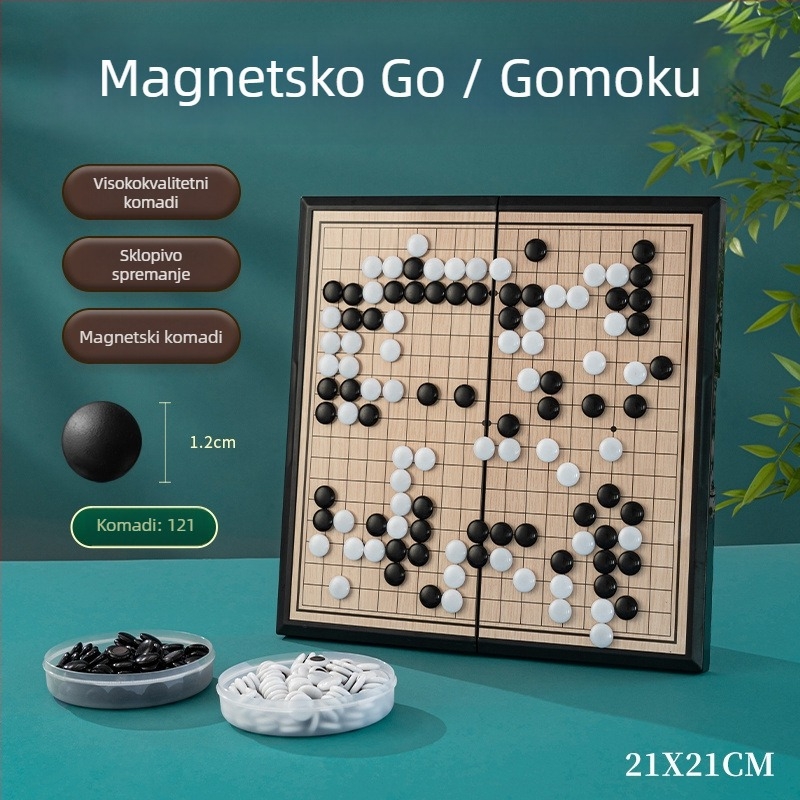 Magnetski Go i Gomoku skup za djecu — prijenosna standardna šahovska ploča s magnetskim figuricama