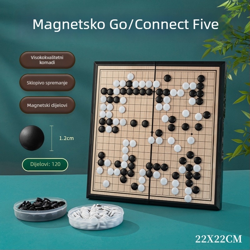 Magnetski Go i Gomoku skup za djecu — prijenosna standardna šahovska ploča s magnetskim figuricama