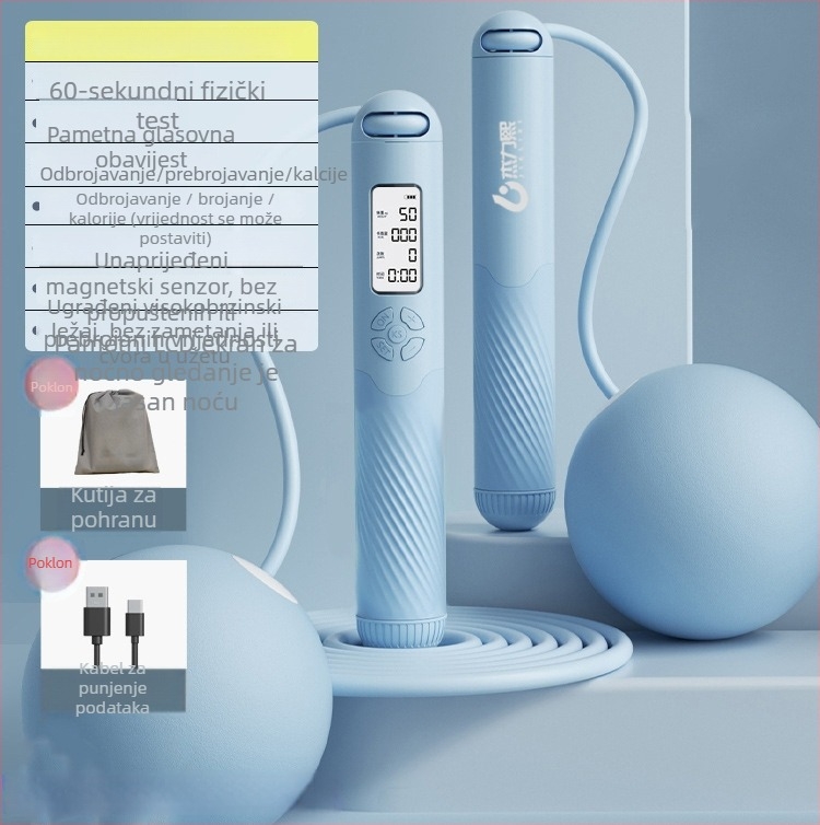 Bežično pametno preskakanje užetom s brojačem, punjivo, 2,8 m, drške ABS+TPR