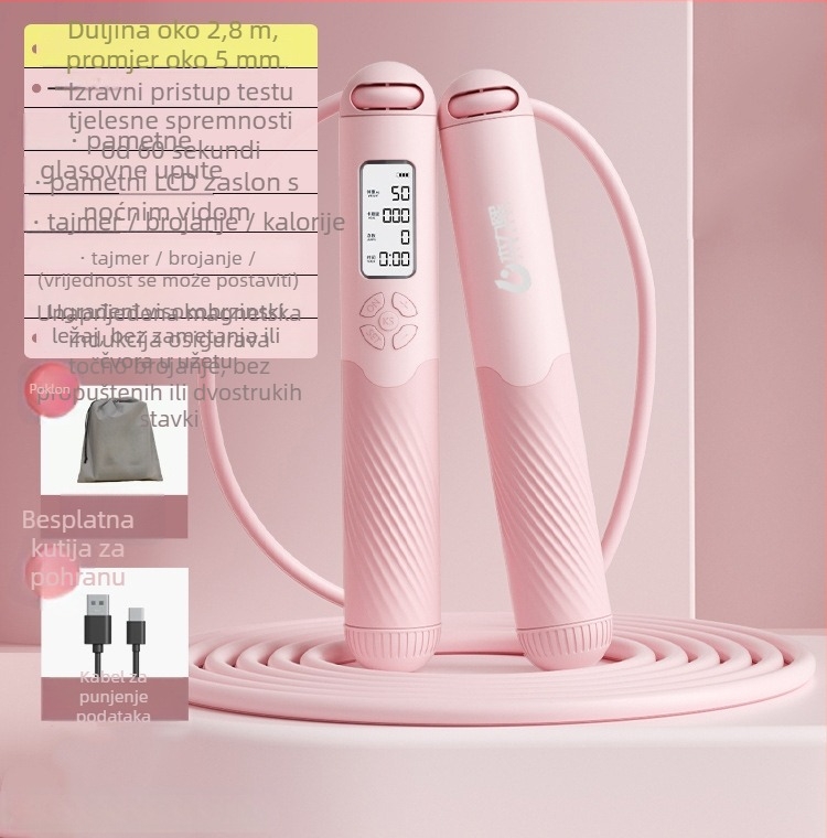 Bežično pametno preskakanje užetom s brojačem, punjivo, 2,8 m, drške ABS+TPR