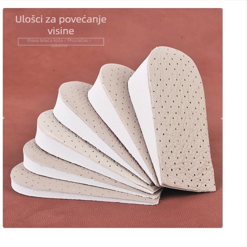 Kožni polučinjenski ulošci za muškarce i žene – nevidljivi, amortiziraju udarce, prozračni unutarnji ulošci za povećanje visine 1–4 cm