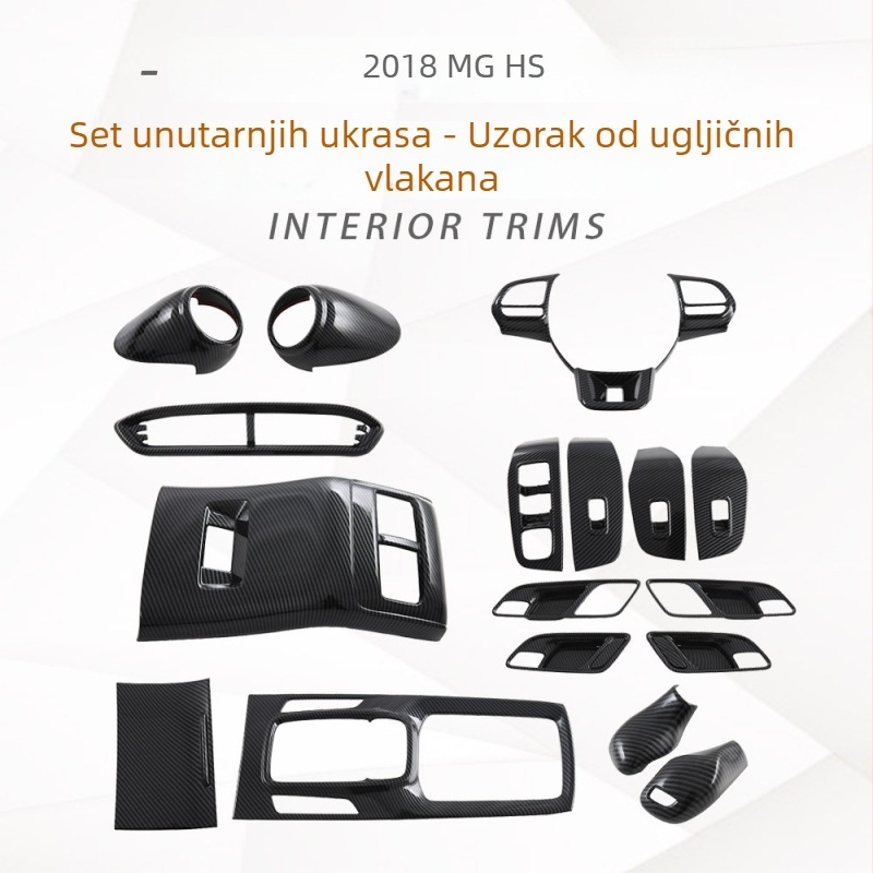 MG HS 2018 Unutarnji set: ukrasni rub prekidača za prozor, otvor zraka volana, unutarnja ručica i naljepnica za karoseriju