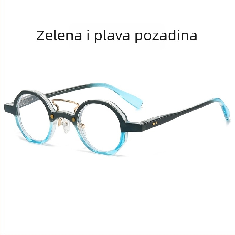 Naočale za čitanje s retro malim okruglim okvirima i opružnim nogama, leće od smole s zaštitom protiv plave svjetlosti, podrška za bliži vid; okvir PC, puni okvir, pogodna za mala lica i starije osobe