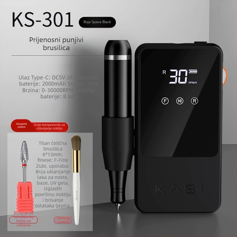 KaSi električni pilnik za nokte, tih, bežični, KS301/KS311, za kućnu upotrebu i salon manikure