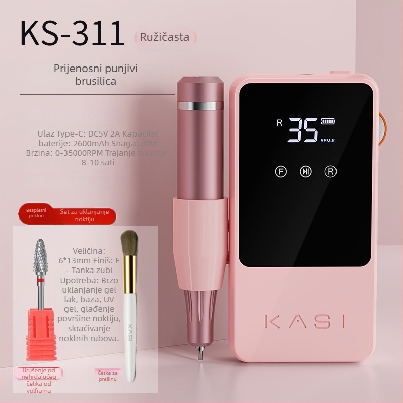 KaSi električni pilnik za nokte, tih, bežični, KS301/KS311, za kućnu upotrebu i salon manikure