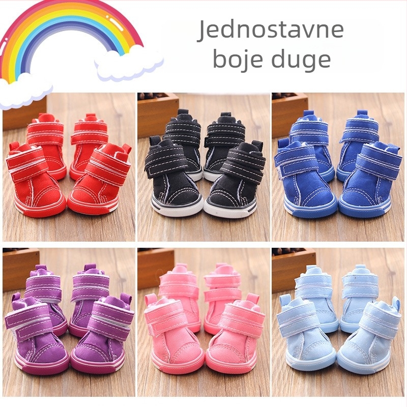Psiće cipele zimi – protuklizne, platnene, set od 4 komada