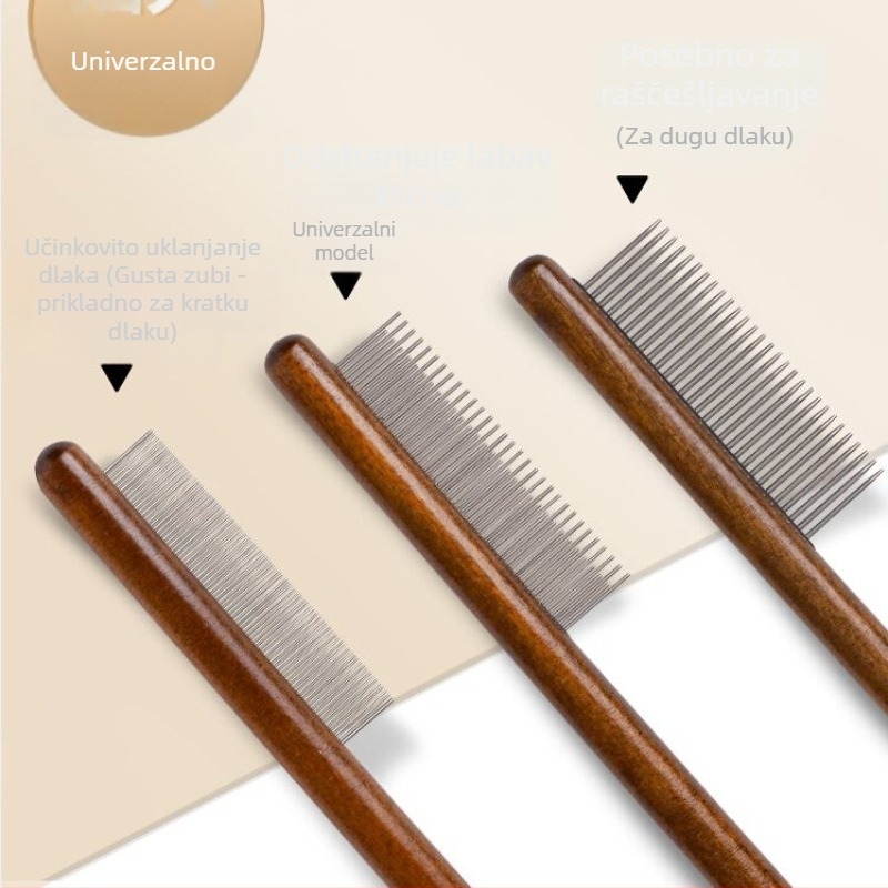 Četka za mačku za njegu dlake s finim zubima za raščešljavanje i uklanjanje labave dlake – čelični alat za njegu dlake dugokosih mačaka