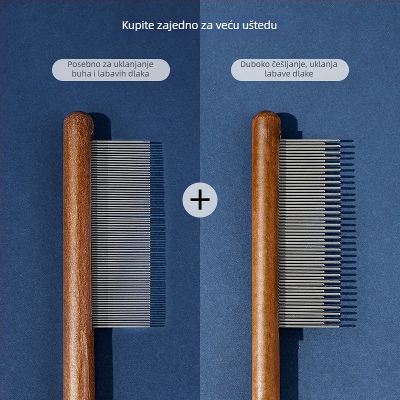 Četka za mačku za njegu dlake s finim zubima za raščešljavanje i uklanjanje labave dlake – čelični alat za njegu dlake dugokosih mačaka