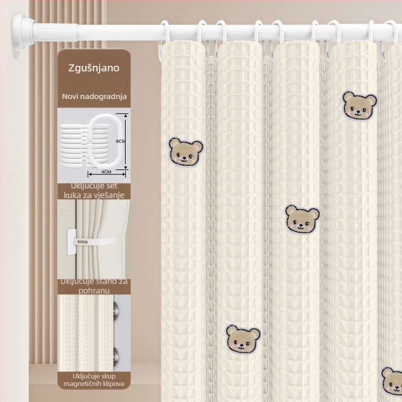 Set zavjesa za tuš u kupaonici — Materijal: pamuk i lan; Stil: japanski i korejski; Uzorak: 69850; Podrijetlo: Drugo