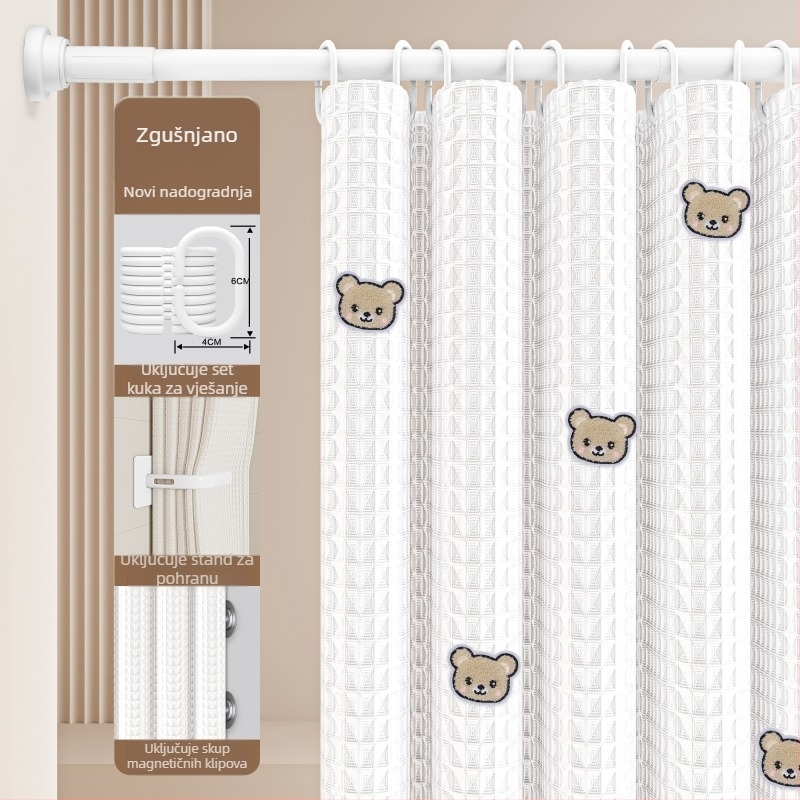 Set zavjesa za tuš u kupaonici — Materijal: pamuk i lan; Stil: japanski i korejski; Uzorak: 69850; Podrijetlo: Drugo