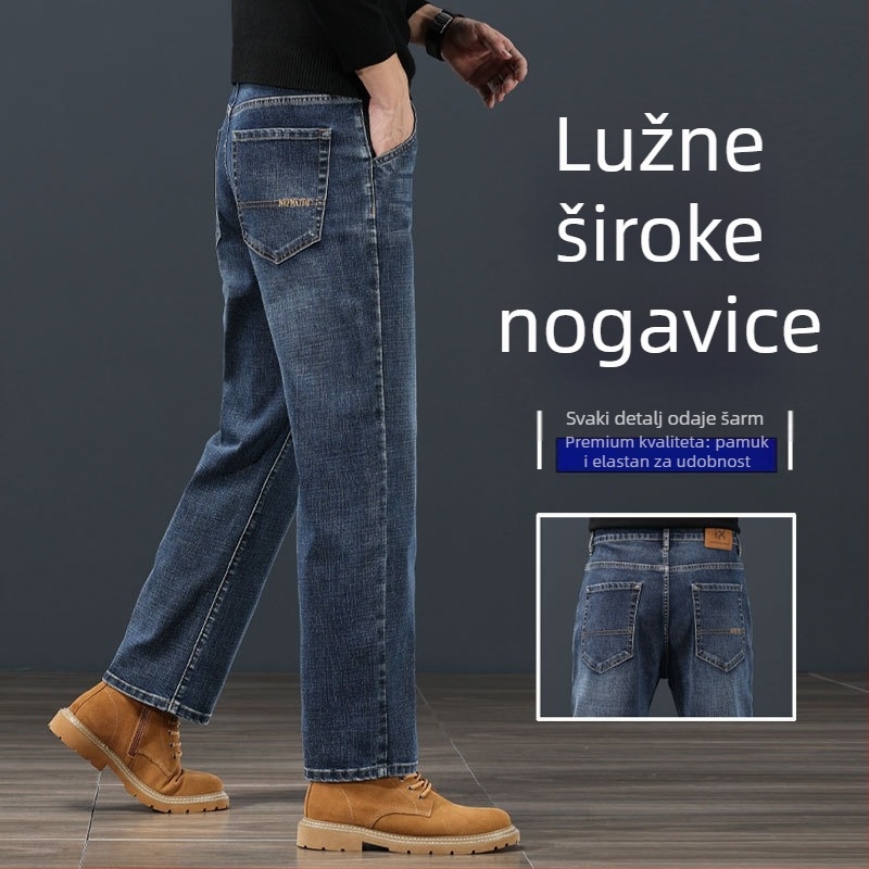 Muške traperice ravnog kroja, srednji struk, zatvarač na zip, baršunasta podstava