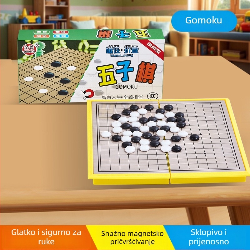 Magnetna džepna igra s karikaturama: letajući šah, Gomoku (pet u nizu), životinjsko šah, zmije i ljestve, dama – obiteljska edukativna igra