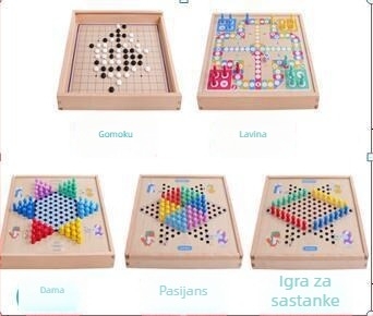 Drveni 27-u-1 višenamjenski set igara: šah, dama i kineski šah (Xiangqi) – obrazovna stolna igra za djecu od 7 do 14 godina