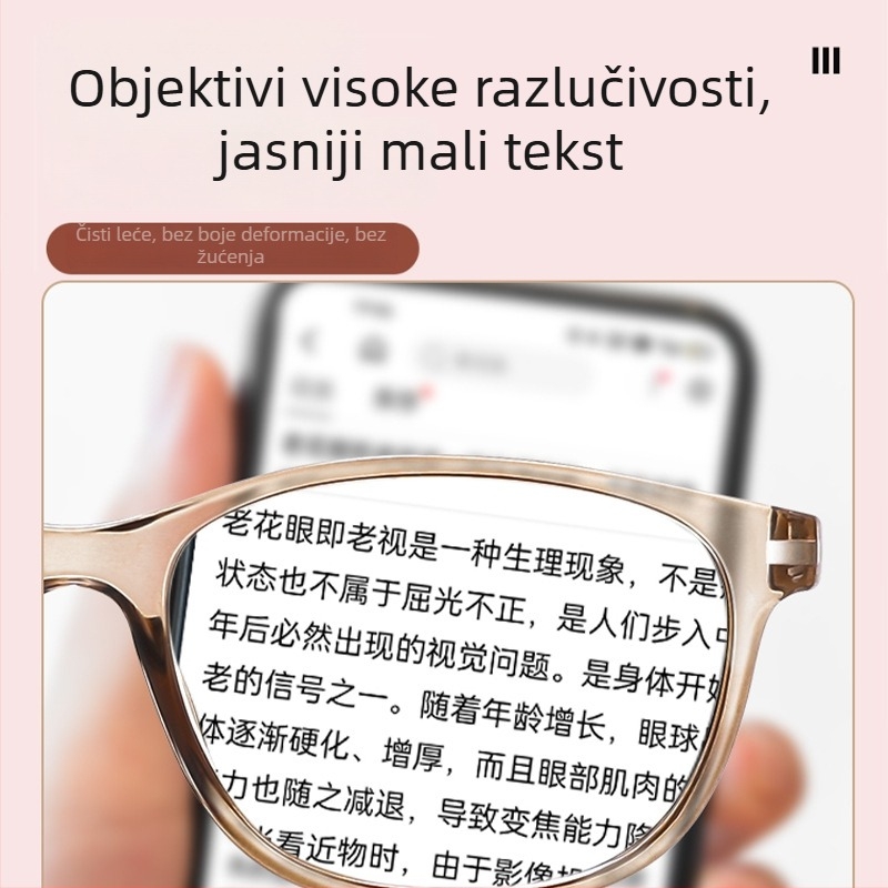 Naočale za čitanje s anti-plavim svjetlom i HD lećama, potpuno okvir, TR-90 okvir, kvadratni stil