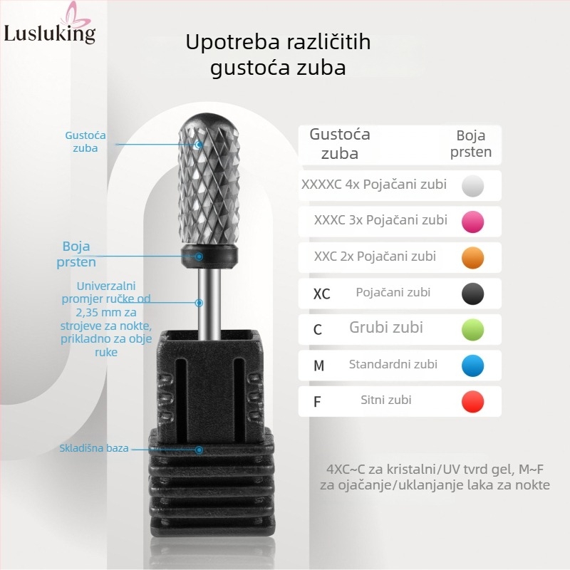 Brusni nastavak za nokte s okruglom glavom, volfram čelik, otporan na habanje, 16 g, glava za poliranje