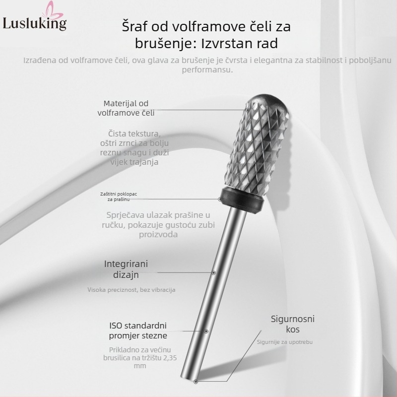 Brusni nastavak za nokte s okruglom glavom, volfram čelik, otporan na habanje, 16 g, glava za poliranje