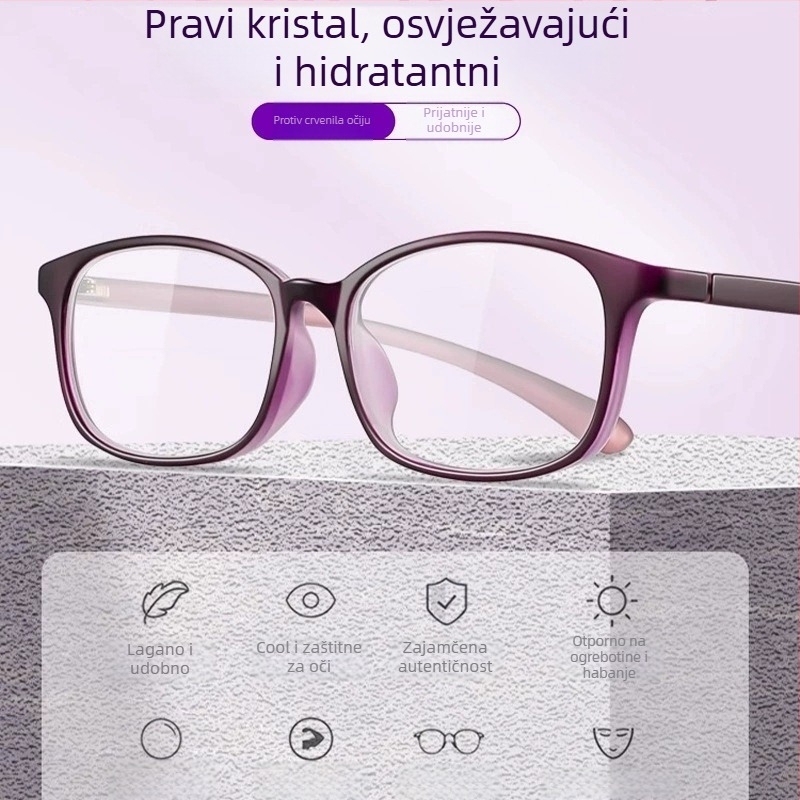 Naočale za čitanje s kristalnim lećama, visoka definicija, otporne na habanje i ogrebotine, TR90 okvir, puni okvir, kvadratni oblik (kristalne leće; TR90 okvir; puni okvir; kvadratni oblik; ljeto 2025)