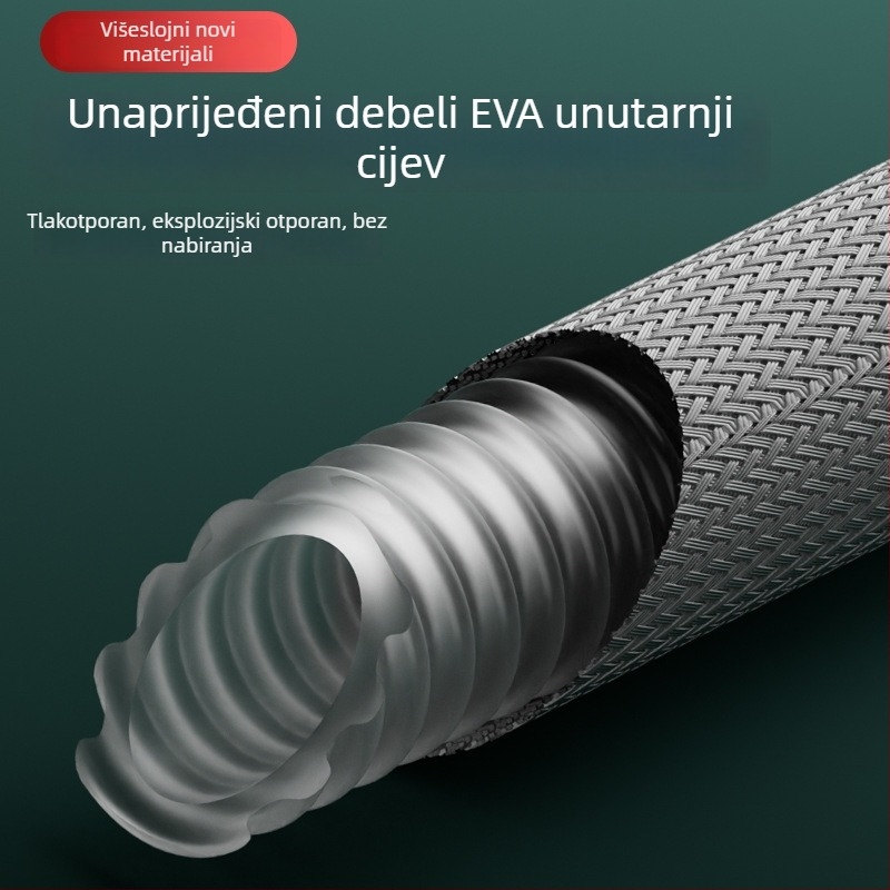 Tuš šlanga s dizajnom protiv zaplitanja, visok protok, otporna na eksplozije i izdržljiva; navojni spoj; PET+EVA