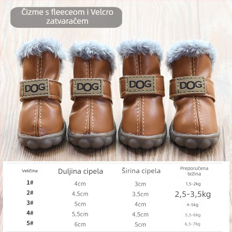 Cipele za pse zimi, debeli i topli, protuklizne, otporne na habanje, za manje pse, za vanjsku upotrebu