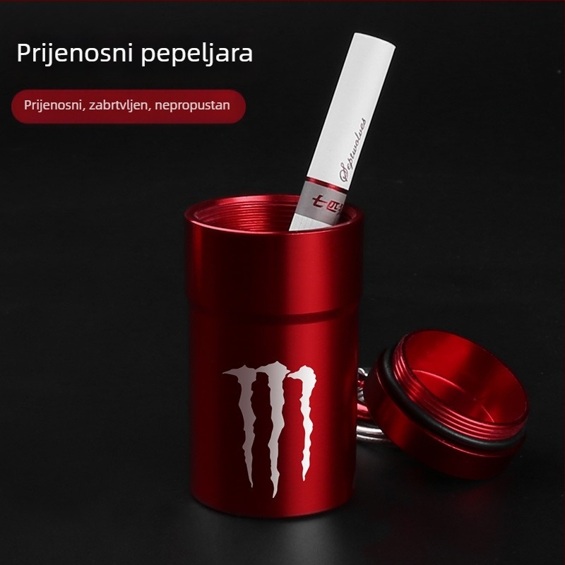 Mini prijenosni aluminijski pepelnik, metalna bočica za tablete sa hermetičkim skladištenjem, privjesak za ključeve.