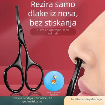 Set za nosne dlačice s okruglom glavom – ručni, mali škare i kliješt za nokte, nehrđajući čelik