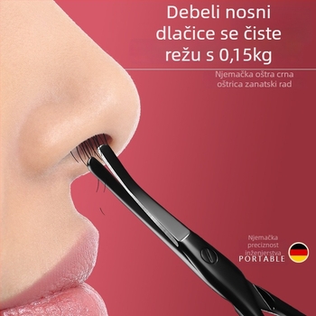 Set za nosne dlačice s okruglom glavom – ručni, mali škare i kliješt za nokte, nehrđajući čelik