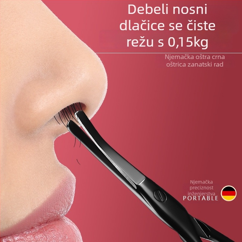 Set za nosne dlačice s okruglom glavom – ručni, mali škare i kliješt za nokte, nehrđajući čelik
